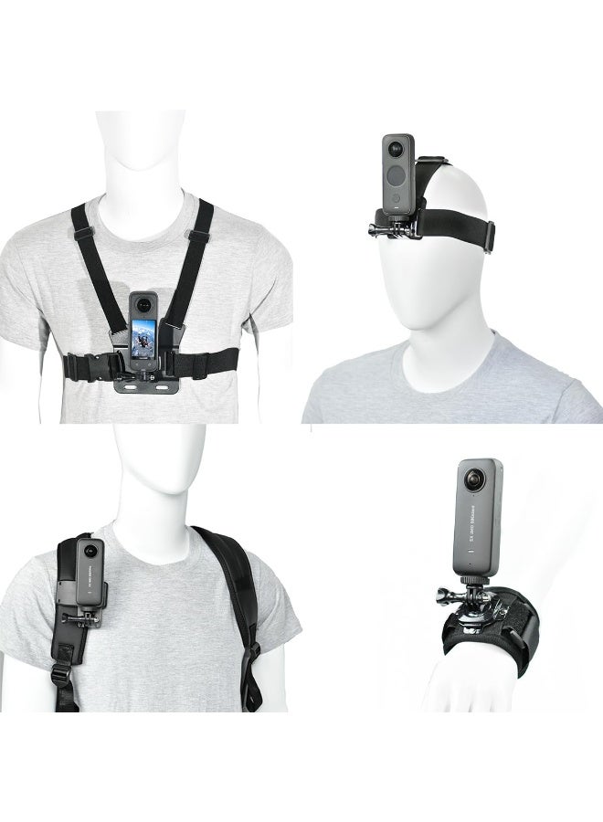 كيسن Kissun Action Camera Accessory Kit Chest Strap Mount Head Mount Wrist Strap Backpack Cl